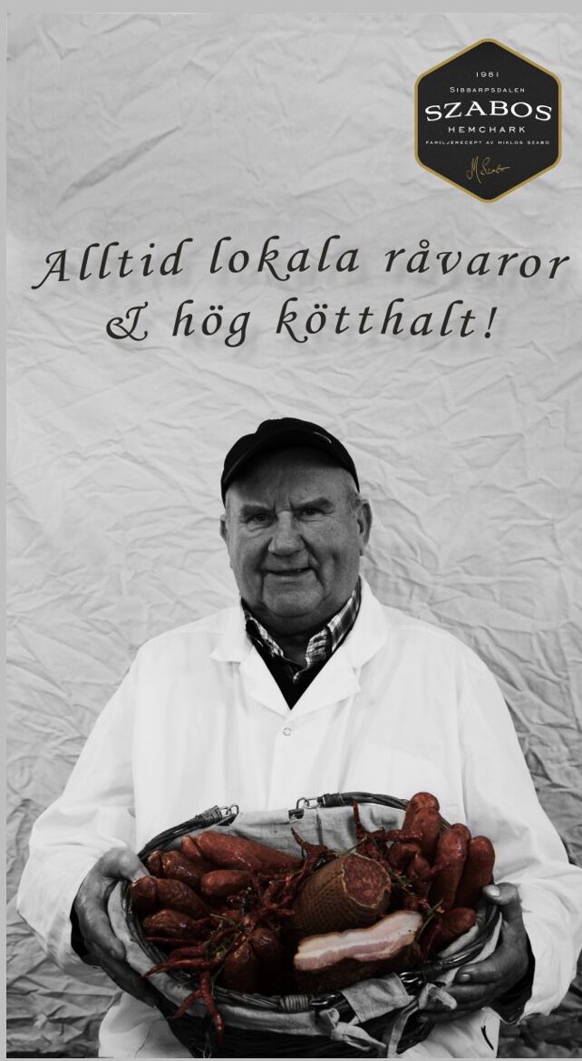 Miklós Szabó med en korg full av Szabos hantverkschark