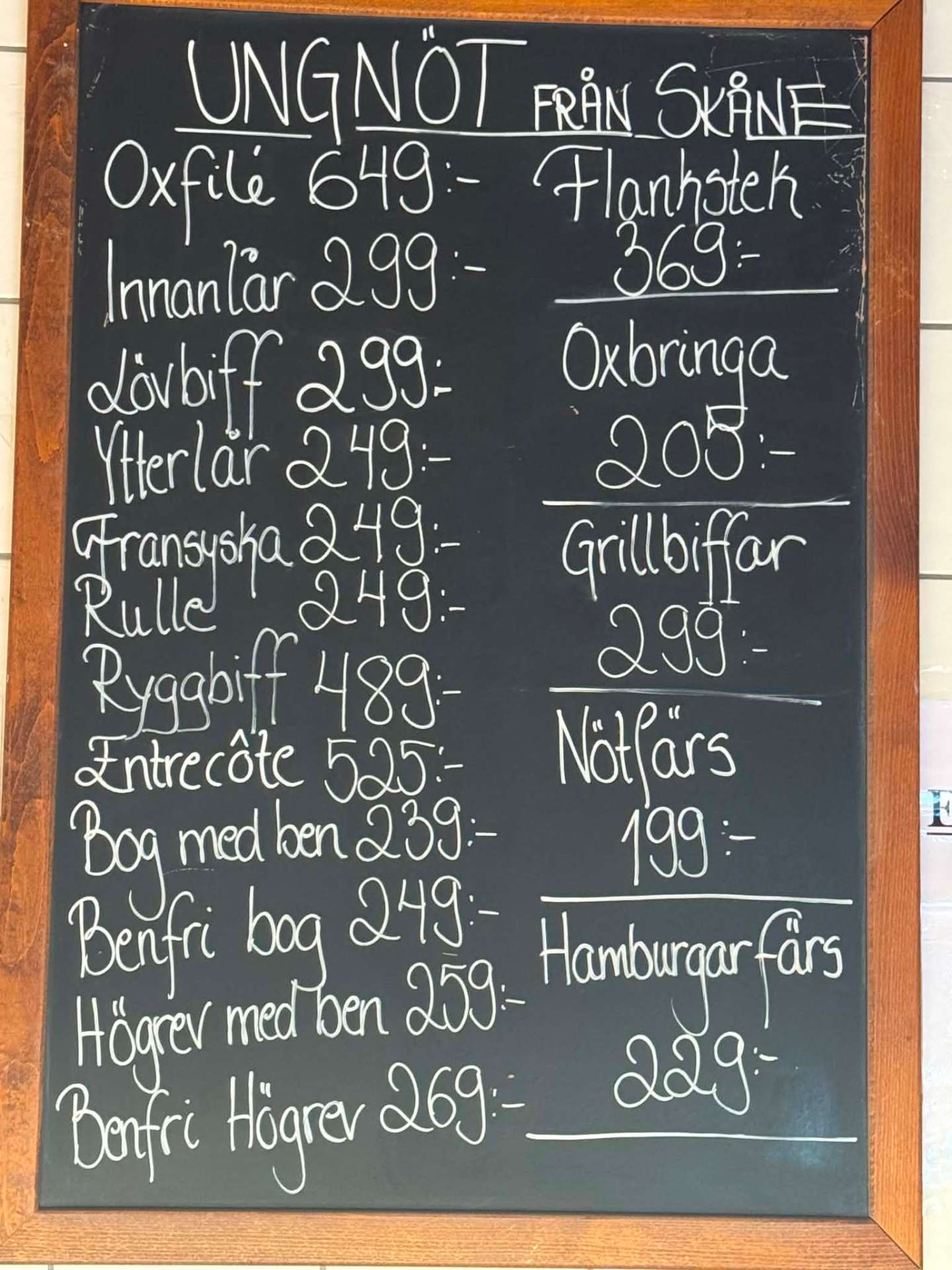 Prislista: Ungnöt från Skåne